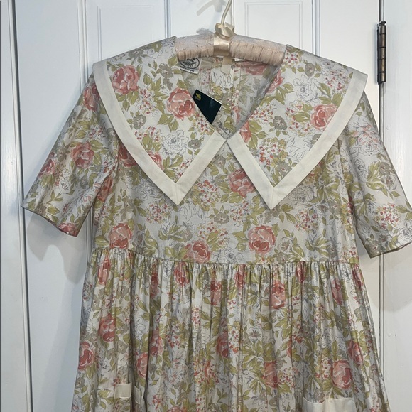 Vtg 90s Laura Ashley Floral Dress WITH TAGS Ecru Washed Coral Cottagecore - Picture 2 of 11